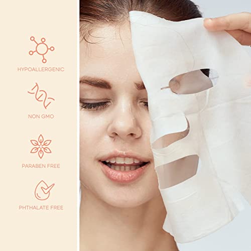 Hyaluronic Acid and Collagen Sheet Face Mask - Boosts Moisture, Skin Firming, Reduces Signs of Aging, Hydrating Sheet Mask - Cruelty Free Korean Skin Care For All Skin Types - 5 Masks